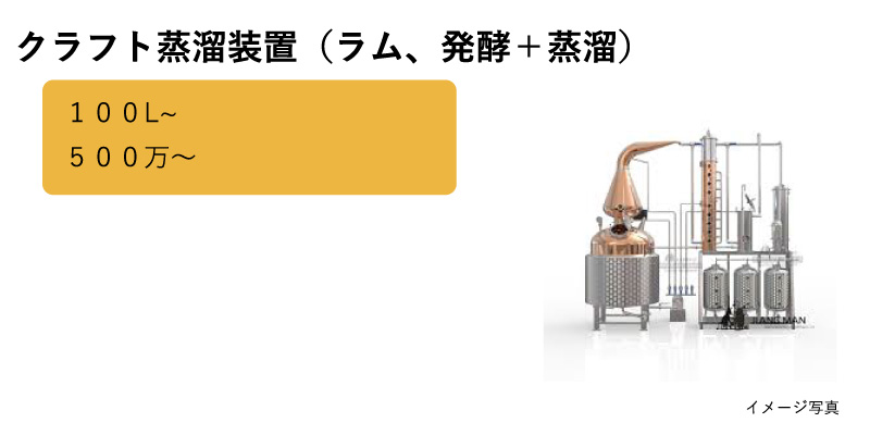 クラフト蒸溜装置（ラム、発酵＋蒸溜）